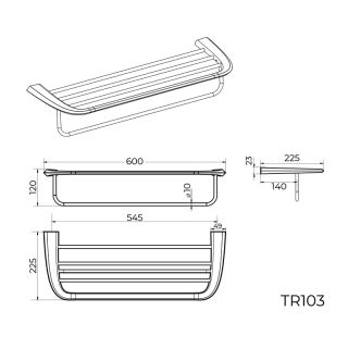 Полка для полотенец Knotlor  TR103C, хром